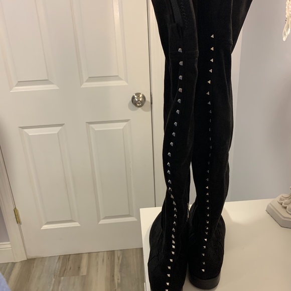 NWOT Marc Fisher Black Suede Knee High Boots - Picture 9 of 12